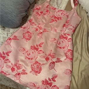 Lulu's Blush and Red Floral Mini Dress
